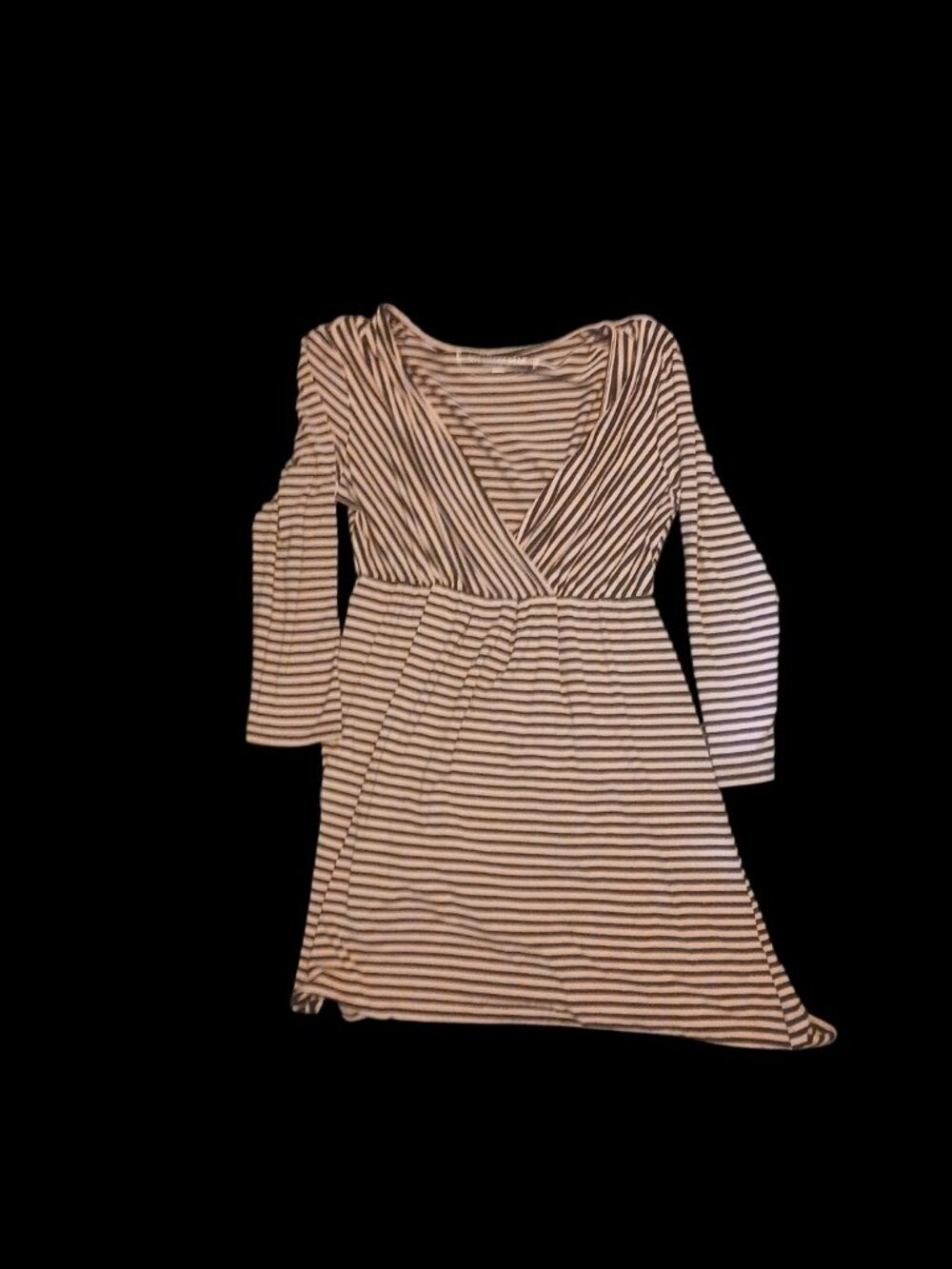 Striped long sleeve wrap dress